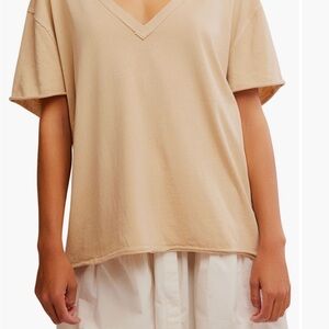 Free People Nina V-neck Tee XS Oat Latte